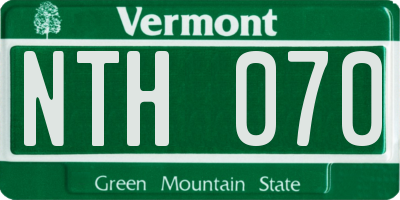 VT license plate NTH070