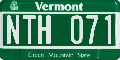 VT license plate NTH071