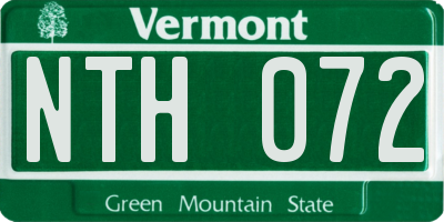 VT license plate NTH072