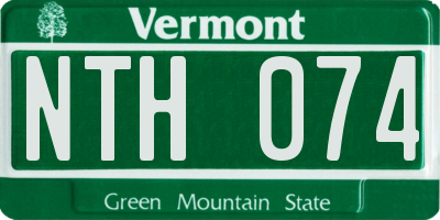 VT license plate NTH074
