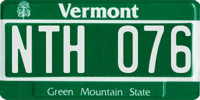 VT license plate NTH076