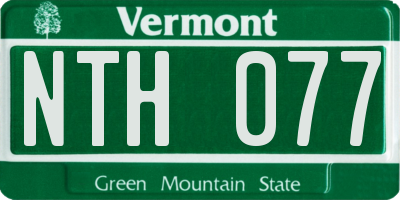 VT license plate NTH077