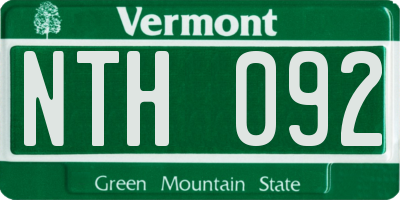 VT license plate NTH092