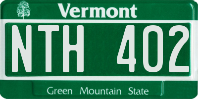 VT license plate NTH402