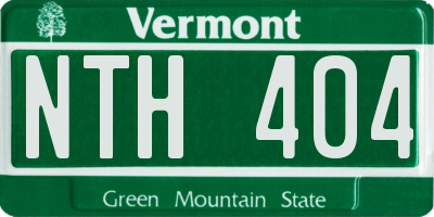 VT license plate NTH404