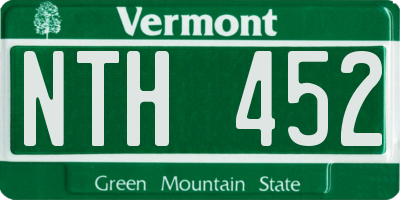 VT license plate NTH452