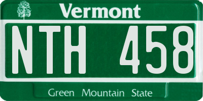 VT license plate NTH458