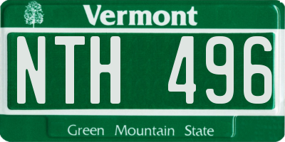 VT license plate NTH496