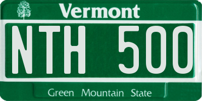 VT license plate NTH500