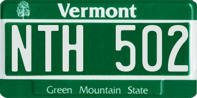 VT license plate NTH502