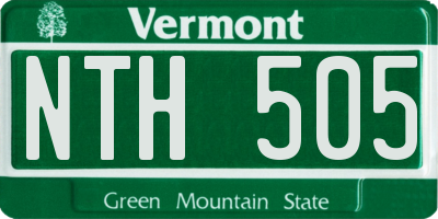 VT license plate NTH505