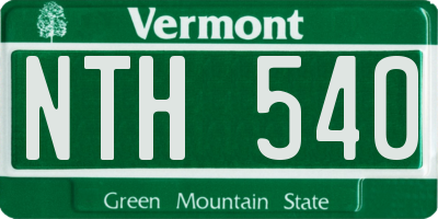 VT license plate NTH540