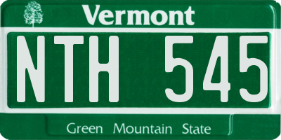 VT license plate NTH545
