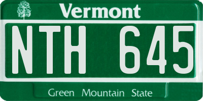 VT license plate NTH645