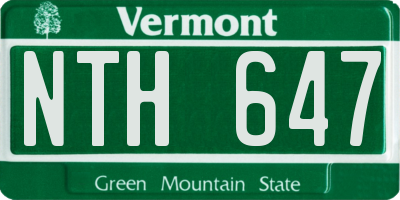 VT license plate NTH647