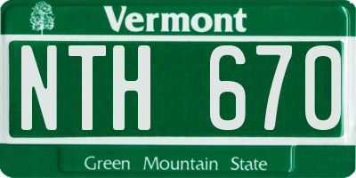 VT license plate NTH670