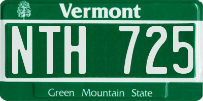 VT license plate NTH725