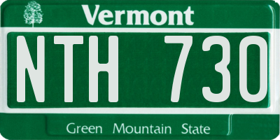 VT license plate NTH730
