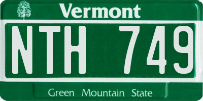 VT license plate NTH749