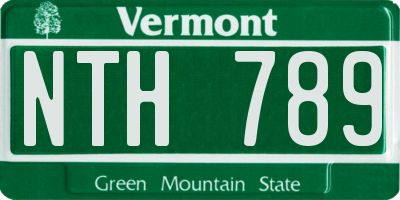 VT license plate NTH789