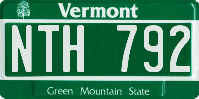 VT license plate NTH792