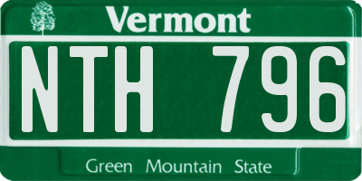 VT license plate NTH796