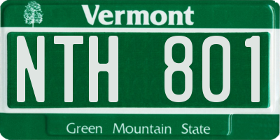 VT license plate NTH801