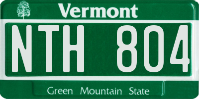 VT license plate NTH804