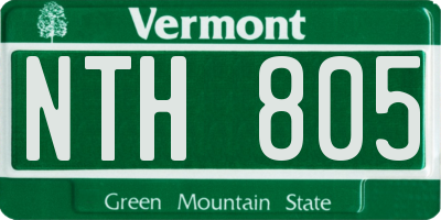 VT license plate NTH805