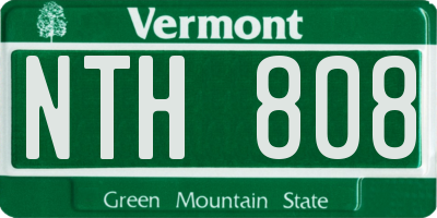 VT license plate NTH808