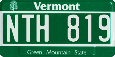 VT license plate NTH819