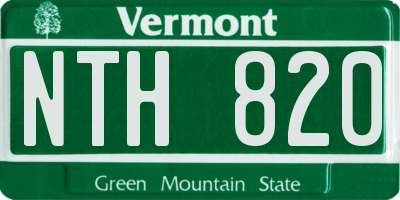 VT license plate NTH820