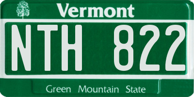 VT license plate NTH822
