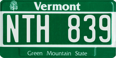 VT license plate NTH839
