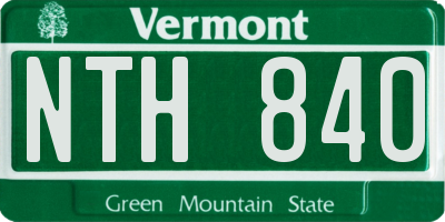 VT license plate NTH840