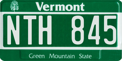 VT license plate NTH845