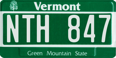 VT license plate NTH847
