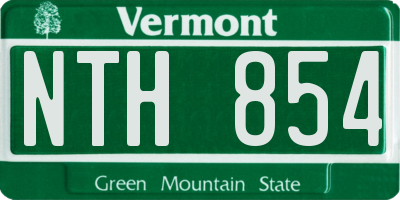 VT license plate NTH854