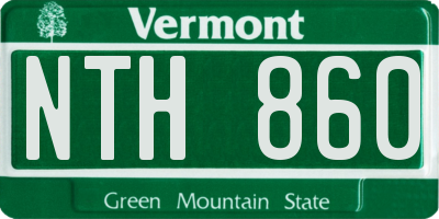 VT license plate NTH860