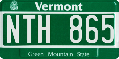VT license plate NTH865