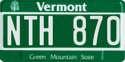 VT license plate NTH870