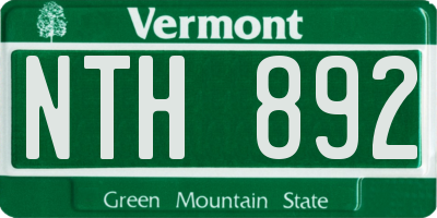 VT license plate NTH892