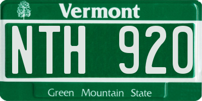 VT license plate NTH920