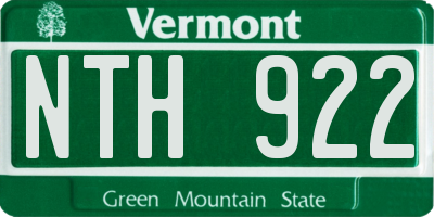 VT license plate NTH922