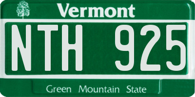 VT license plate NTH925