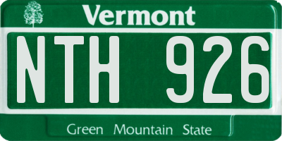 VT license plate NTH926