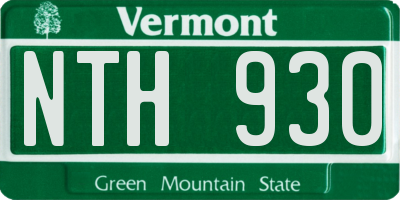 VT license plate NTH930