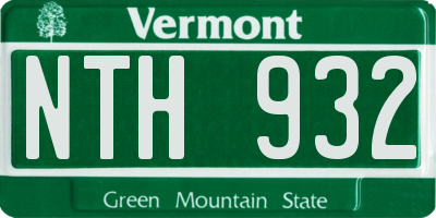 VT license plate NTH932