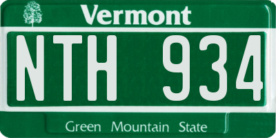 VT license plate NTH934