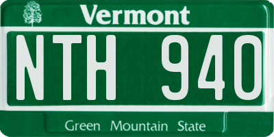 VT license plate NTH940